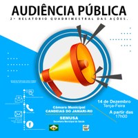 CONVITE: Audiência pública de apresentação do 2º Relatório Quadrimestral das ações (14/12/2021) 