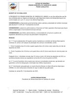 Câmara Municipal de Candeias do Jamari decreta ponto facultativo nos dias 24, 26, 31/12 e 02/01/2026