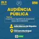Convite- Audiência Pública acerca de Saneamento Básico na segunda-feira (28/11/2022)