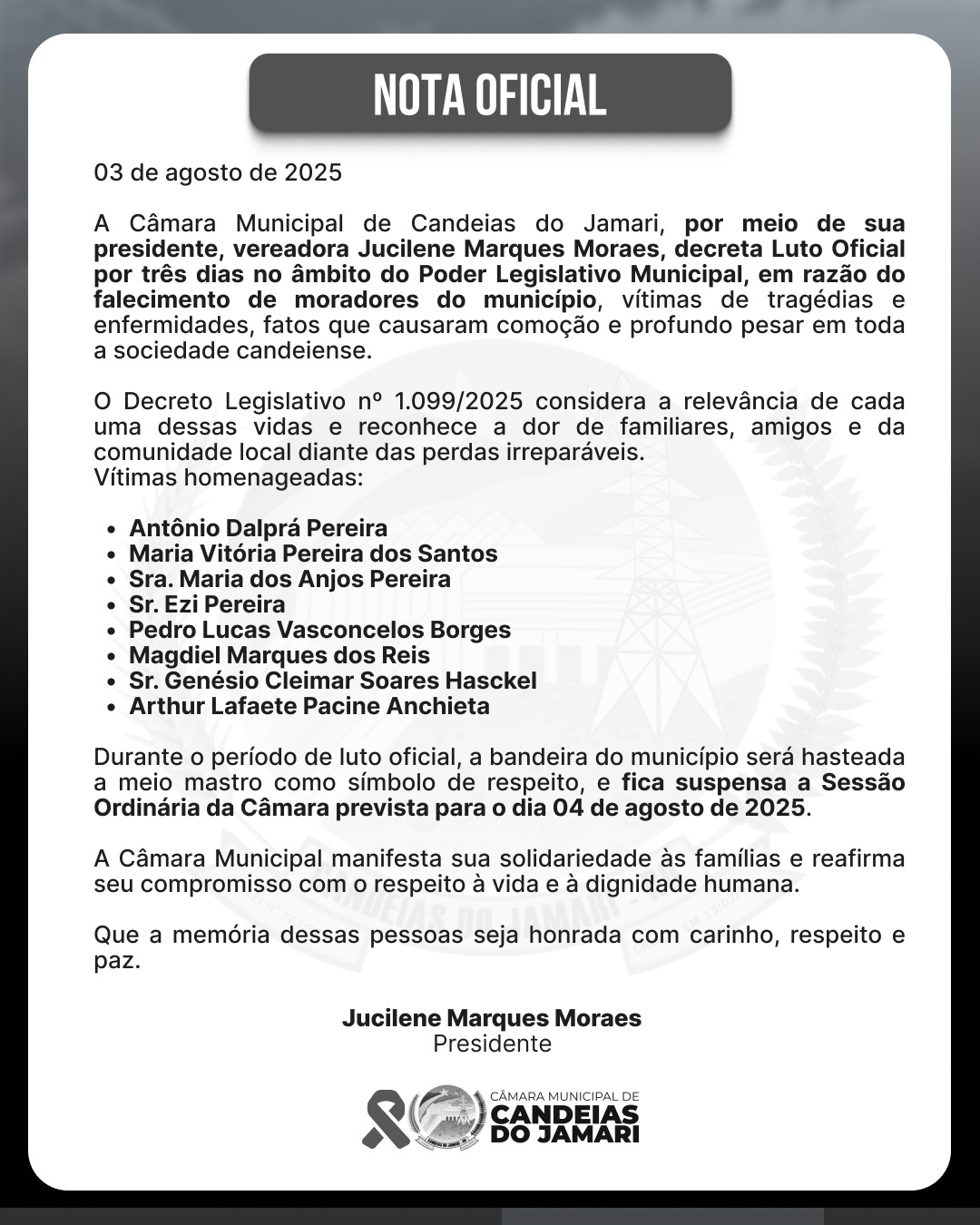 DECRETO 011/CMCJ/2025- LUTO OFICIAL 