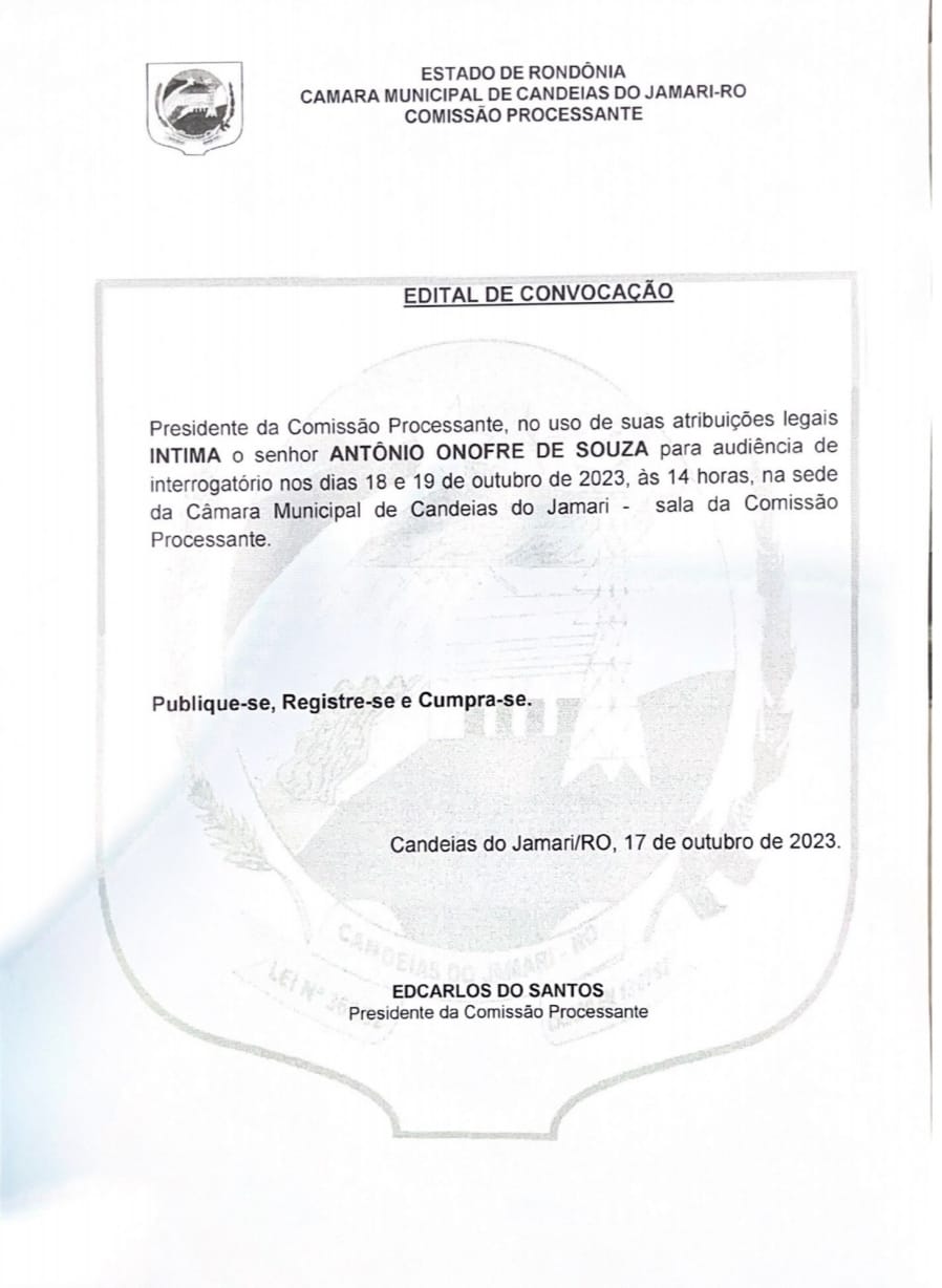 EDITAL DE CONVOCAÇÃO- Comissão Processante